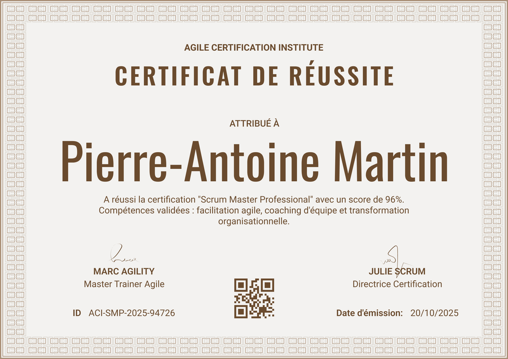 Certificat de réussite modèle formel – Paysage Certificat de réussite modèle formel – Paysage