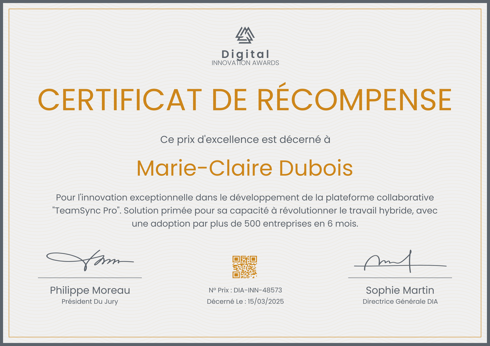 Certificat de récompense pratique – Paysage Certificat de récompense pratique – Paysage