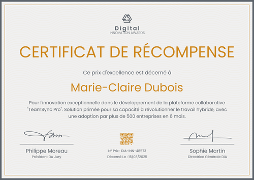 Certificat de récompense pratique – Paysage Certificat de récompense pratique – Paysage