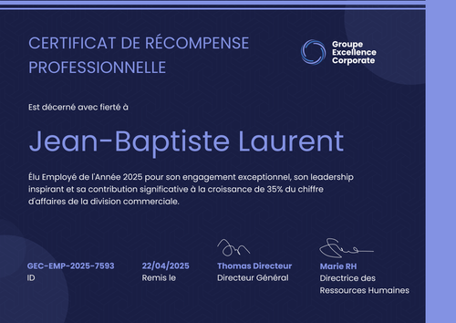 Certificat de récompense bleu – Paysage Certificat de récompense bleu – Paysage