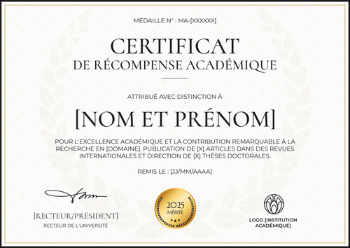 Certificat de récompense épuré pour l’université - Paysage Certificat de récompense épuré pour l’université - Paysage
