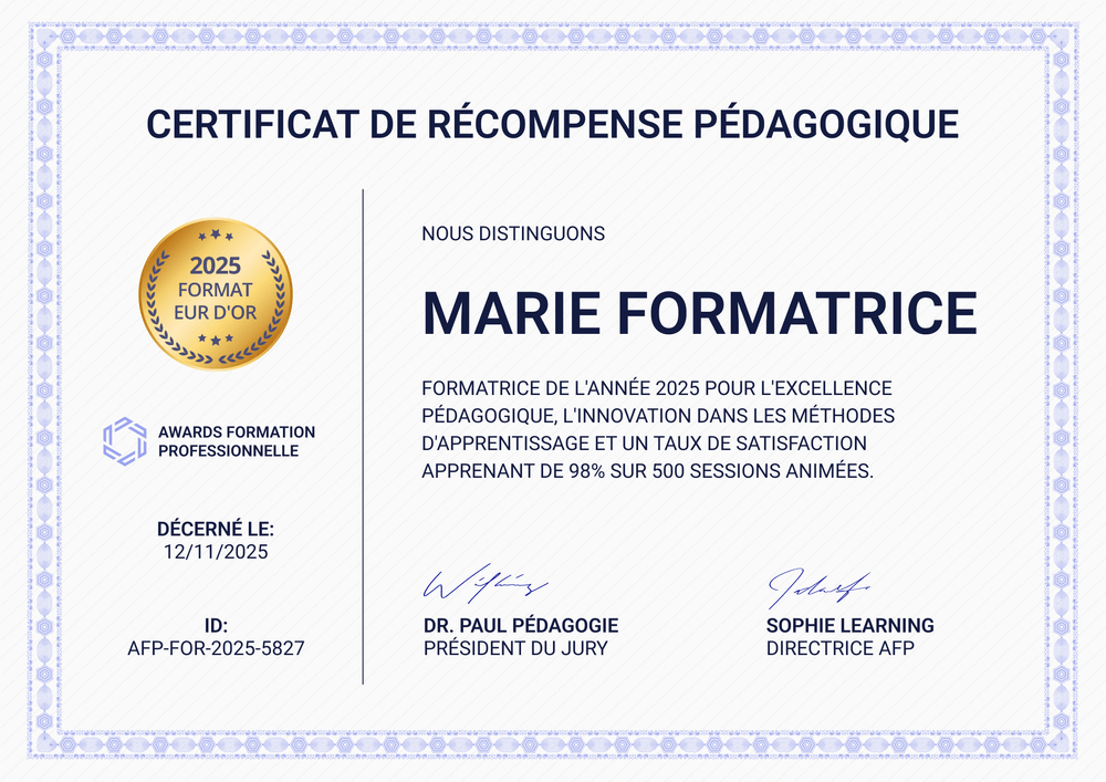 Certificat de récompense modeste pour formation – Paysage Certificat de récompense modeste pour formation – Paysage