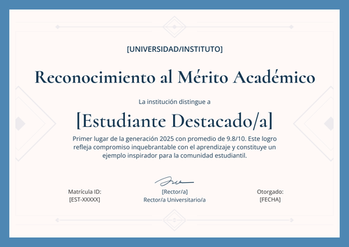 Modelo de certificado de logro académico – Horizontal Modelo de certificado de logro académico – Horizontal