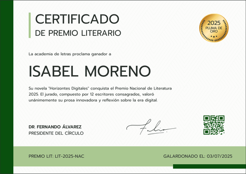 Crea y edita tu modelo de certificado de premio fácilmente con Certifier - Horizontal Crea y edita tu modelo de certificado de premio fácilmente con Certifier - Horizontal
