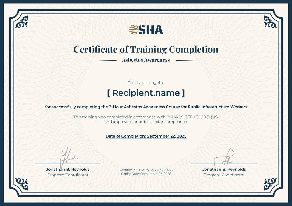 Black Asbestos Awareness Training Certificate Template – Landscape Black Asbestos Awareness Training Certificate Template – Landscape