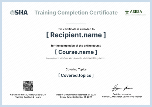 Asbestos Awareness Training Certificate Template - Landscape Asbestos Awareness Training Certificate Template - Landscape