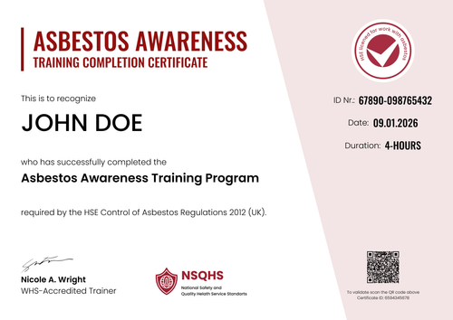 Use this Asbestos Awareness Training Certificate Template Free - Landscape Use this Asbestos Awareness Training Certificate Template Free - Landscape
