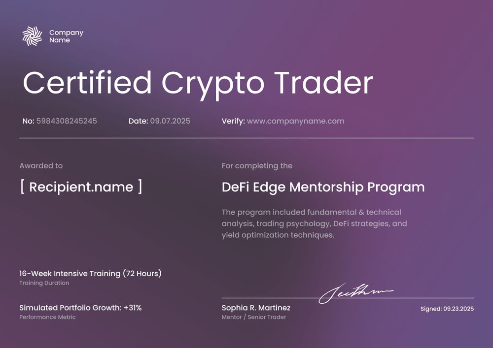 Customizable Crypto Expert Certificate Template – Landscape Customizable Crypto Expert Certificate Template – Landscape