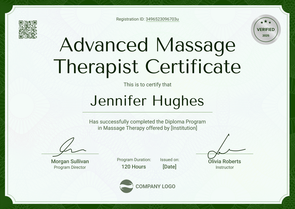 Massage Therapist Certificate Template Word - Landscape Massage Therapist Certificate Template Word - Landscape