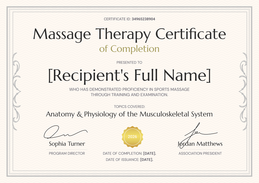 Massage Therapist Certificate Template Word - Landscape Massage Therapist Certificate Template Word - Landscape