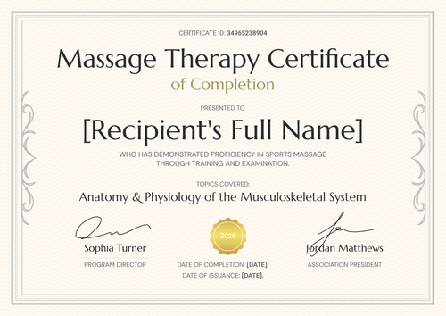 Massage Therapist Certificate Template Word - Landscape Massage Therapist Certificate Template Word - Landscape