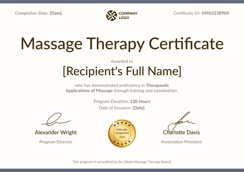 Use This Massage Therapist Certificate Template for Free - Landscape Use This Massage Therapist Certificate Template for Free - Landscape