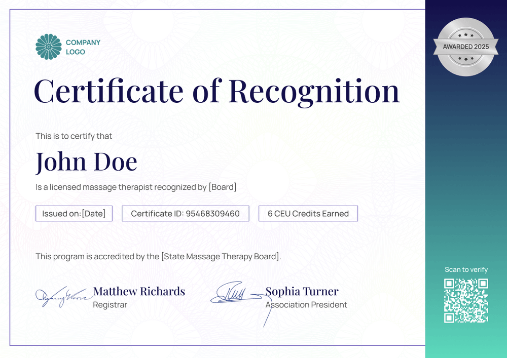Massage Therapist Certificate Template – Landscape Massage Therapist Certificate Template – Landscape
