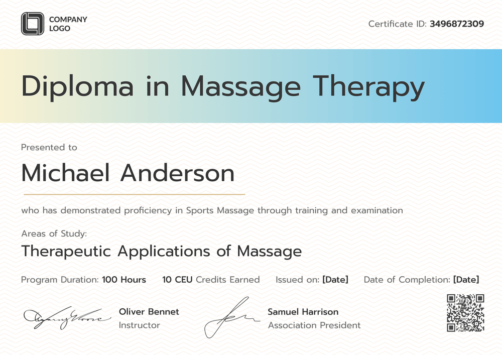 Blue Massage Therapist Certificate Template – Landscape Blue Massage Therapist Certificate Template – Landscape