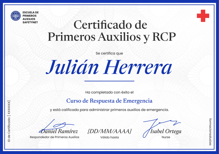 Modelo de certificado de primeros auxilios profesional y sencillo Modelo de certificado de primeros auxilios profesional y sencillo