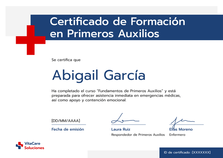 Modelo de certificado de primeros auxilios clásico y profesional Modelo de certificado de primeros auxilios clásico y profesional
