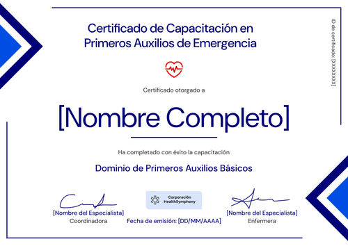 Modelo de certificado de primeros auxilios geométrico y profesional - Horizontal Modelo de certificado de primeros auxilios geométrico y profesional - Horizontal