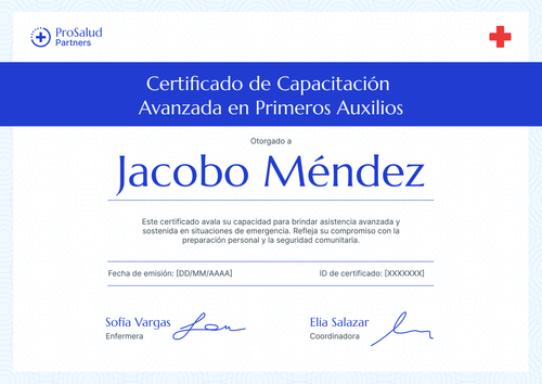 Modelo de certificado de primeros auxilios profesional y sutil - Horizontal Modelo de certificado de primeros auxilios profesional y sutil - Horizontal