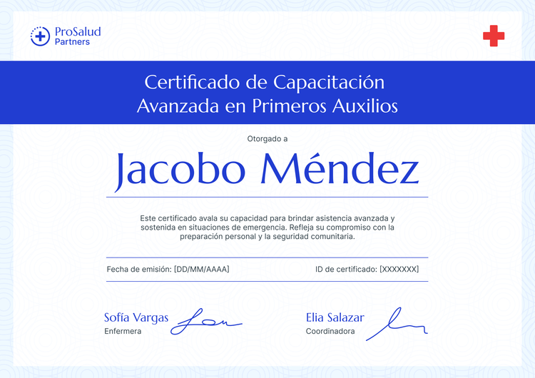 Modelo de certificado de primeros auxilios profesional y sutil Modelo de certificado de primeros auxilios profesional y sutil