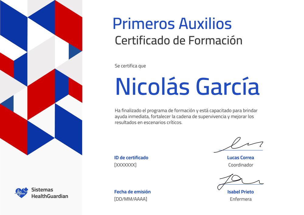 Modelo de certificado de primeros auxilios flexible y profesional - Horizontal Modelo de certificado de primeros auxilios flexible y profesional - Horizontal