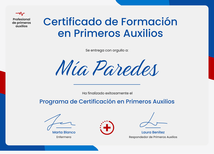 Modelo de certificado de primeros auxilios pulido y profesional Modelo de certificado de primeros auxilios pulido y profesional