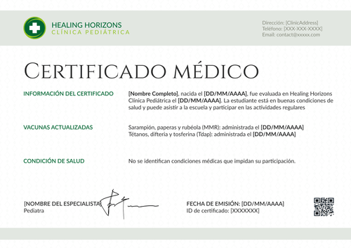 Confirma tu modelo de certificado médico ordenado - Horizontal Confirma tu modelo de certificado médico ordenado - Horizontal