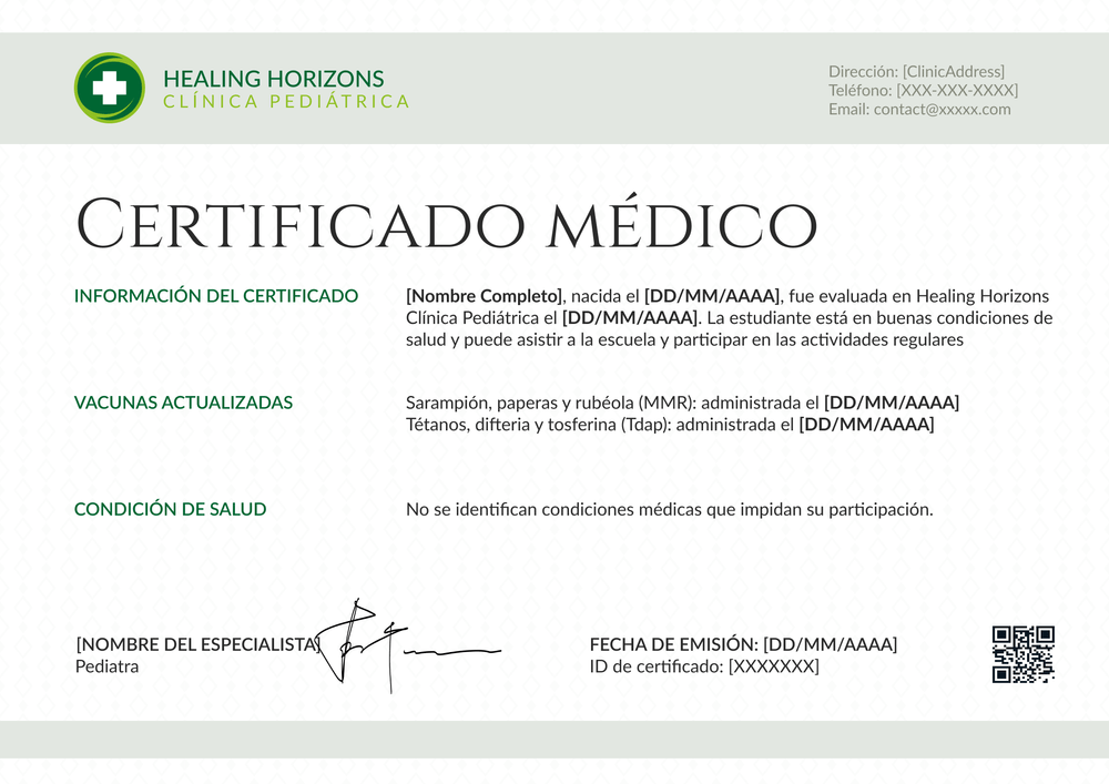 Confirma tu modelo de certificado médico ordenado - Horizontal Confirma tu modelo de certificado médico ordenado - Horizontal