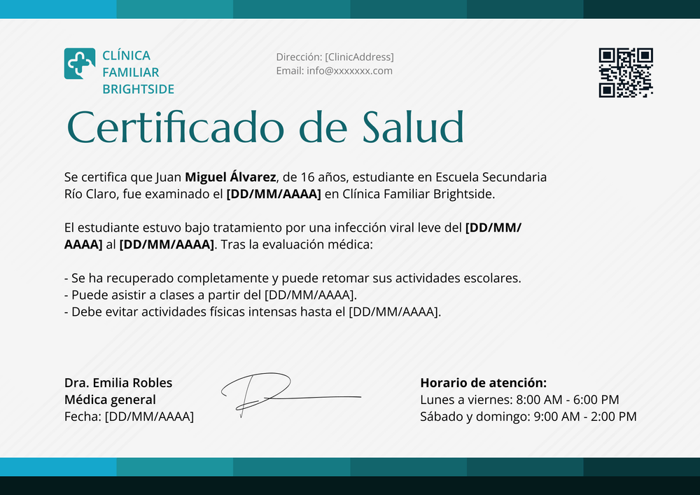 Ajusta tu modelo de certificado médico profesional - Horizontal Ajusta tu modelo de certificado médico profesional - Horizontal