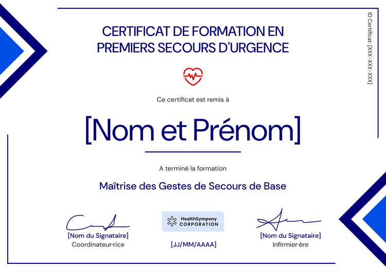 Modèle de certificat de premiers secours professionnel et géométrique Modèle de certificat de premiers secours professionnel et géométrique