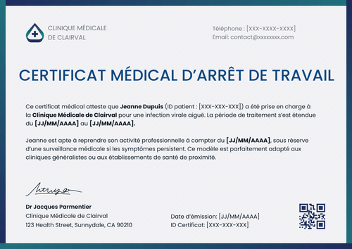 Modèle certificat médical – Paysage Modèle certificat médical – Paysage