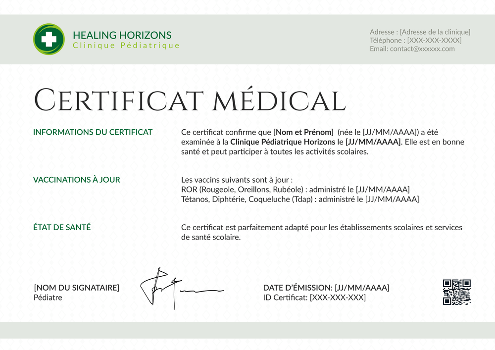 Modèle certificat médical fonctionnel – Paysage Modèle certificat médical fonctionnel – Paysage