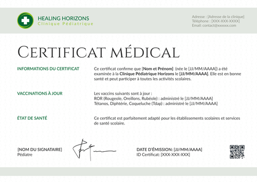 Modèle certificat médical fonctionnel – Paysage Modèle certificat médical fonctionnel – Paysage