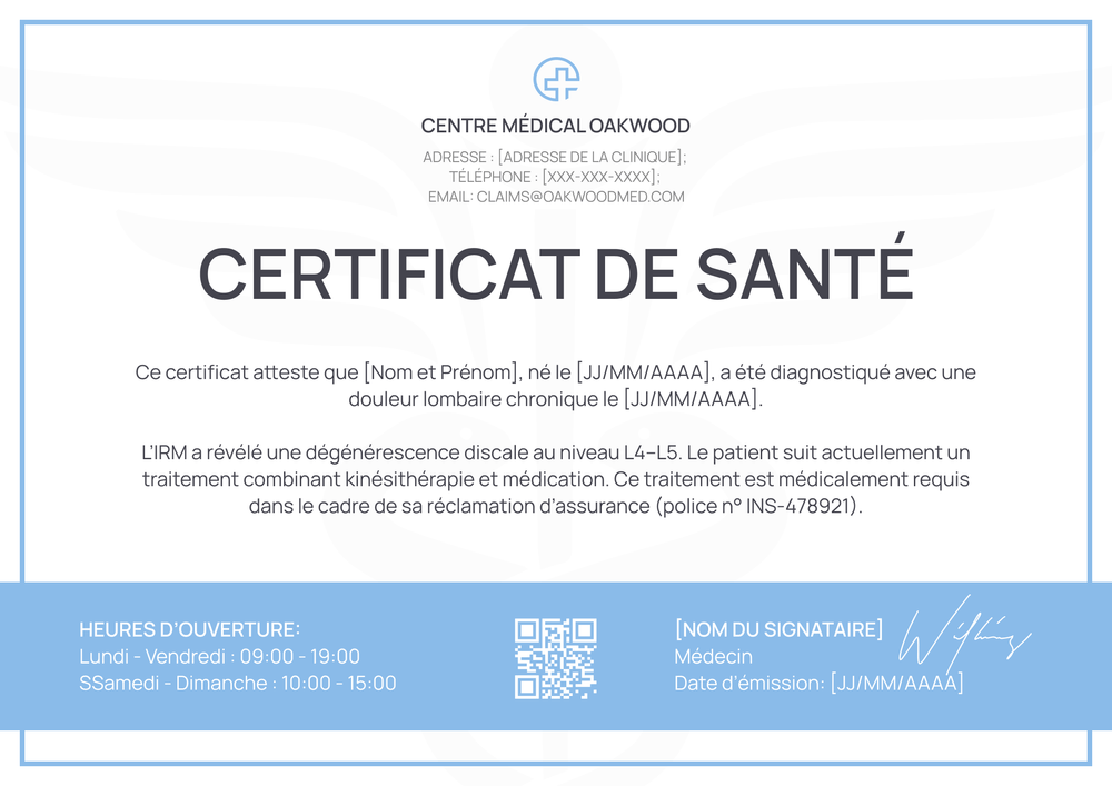 Modèle certificat médical léger - Paysage Modèle certificat médical léger - Paysage