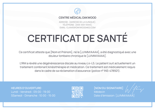 Modèle certificat médical léger - Paysage Modèle certificat médical léger - Paysage