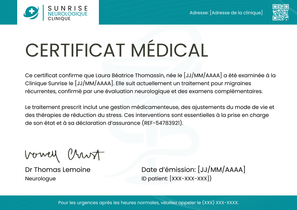 Modèle certificat médical - Paysage Modèle certificat médical - Paysage