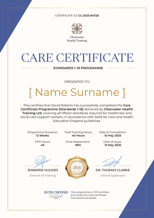 Professional Carer Certificate Template – Portrait Professional Carer Certificate Template – Portrait