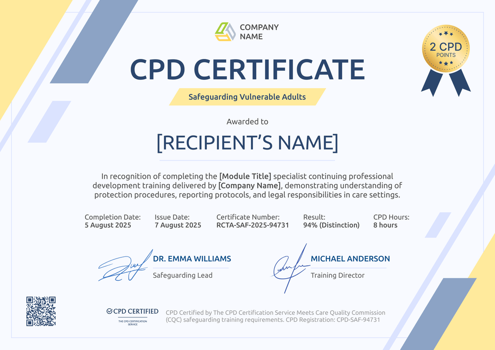 Free CPD Carer Certificate Template – Landscape Free CPD Carer Certificate Template – Landscape
