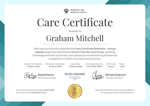 Carer Certificate Template - Landscape Carer Certificate Template - Landscape