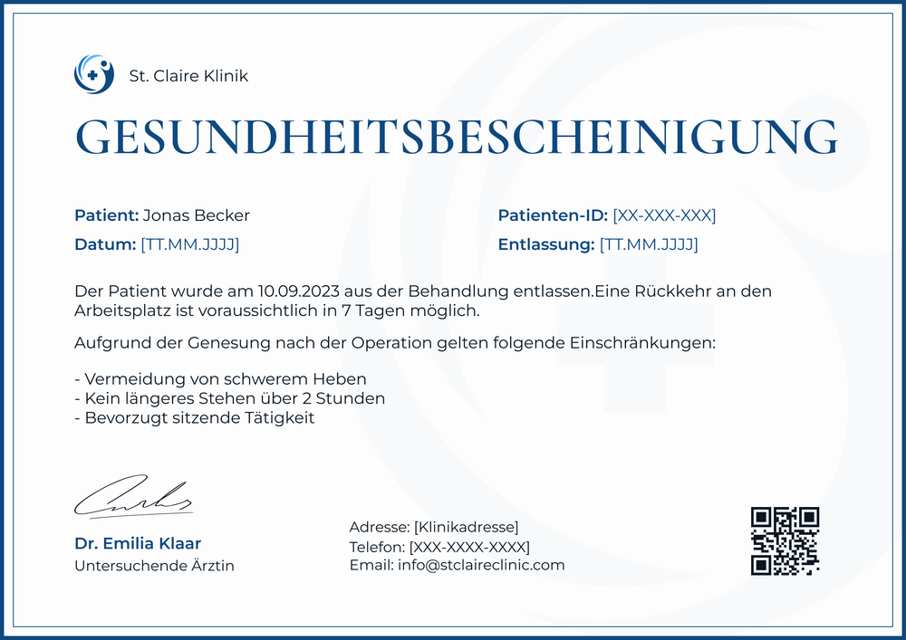 Ärztliches Attest Vorlage kostenlos - Querformat Ärztliches Attest Vorlage kostenlos - Querformat