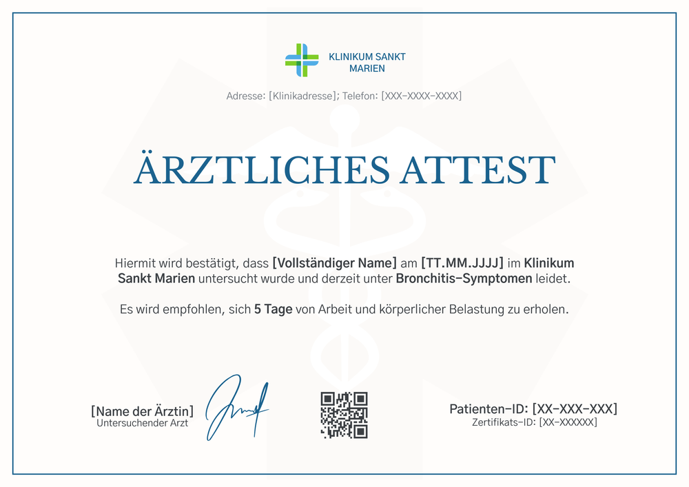 Minimalistische ärztliches Attest Vorlage - Querformat Minimalistische ärztliches Attest Vorlage - Querformat