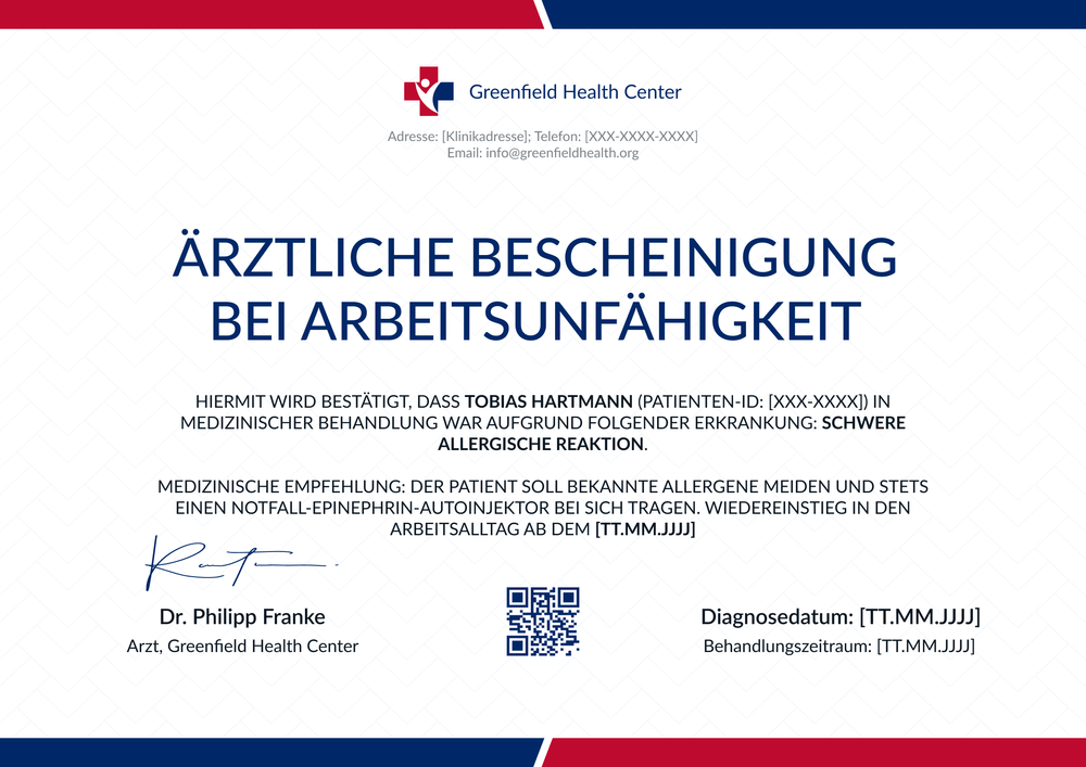 Schlichte ärztliches Attest Vorlage – Querformat Schlichte ärztliches Attest Vorlage – Querformat