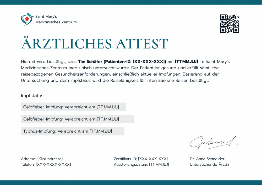 Bearbeitbare ärztliches Attest Vorlage – Querformat Bearbeitbare ärztliches Attest Vorlage – Querformat
