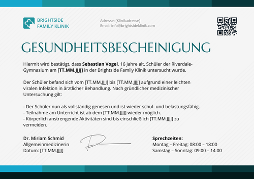 Ärztliches Attest Vorlage – Querformat Ärztliches Attest Vorlage – Querformat