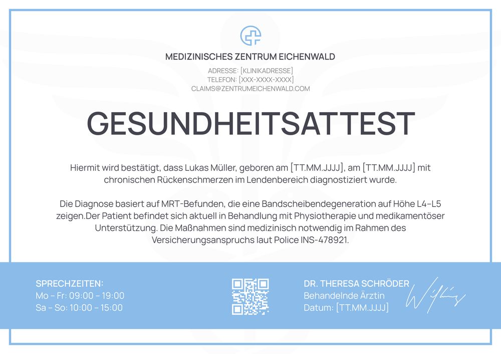 Ärztliches Attest Vorlage – Querformat Ärztliches Attest Vorlage – Querformat