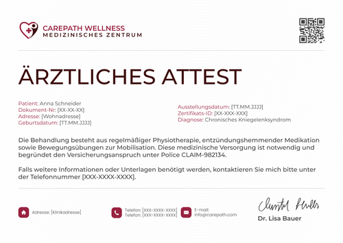 Ärztliches Attest Vorlage – Querformat Ärztliches Attest Vorlage – Querformat