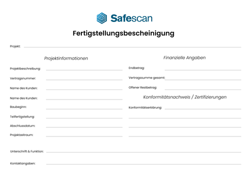 Fertigstellungsbescheinigung Vorlage kostenlos bearbeiten - Querformat Fertigstellungsbescheinigung Vorlage kostenlos bearbeiten - Querformat