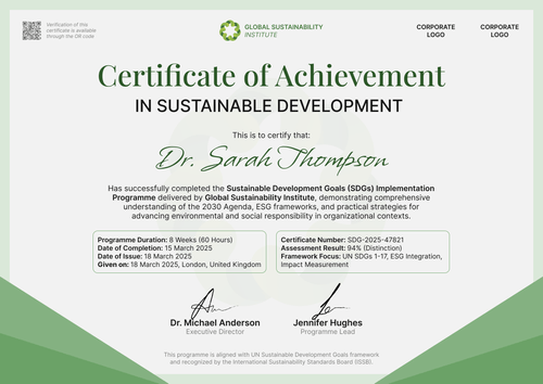 Sustainable Development Certificate Template – Landscape Sustainable Development Certificate Template – Landscape