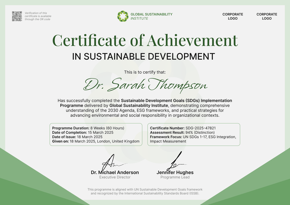 Sustainable Development Certificate Template – Landscape Sustainable Development Certificate Template – Landscape