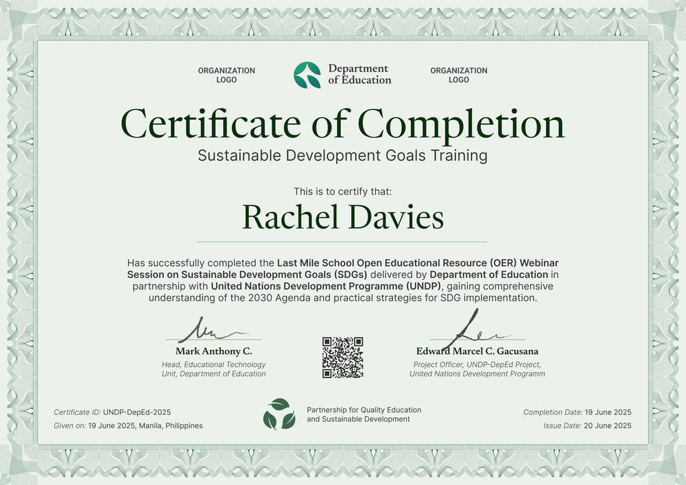 Green Sustainable Development Certificate Template – Landscape Green Sustainable Development Certificate Template – Landscape