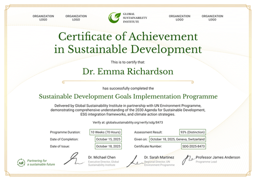 Formal & Editable Sustainable Development Certificate Template - Landscape Formal & Editable Sustainable Development Certificate Template - Landscape